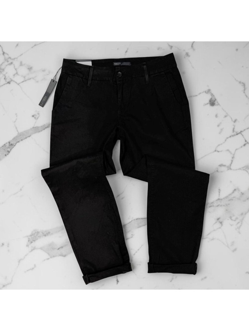 Fidelity Axl Chino Pants Size 26 Waist Cali Poplin Black Cotton Slim Taper G1025